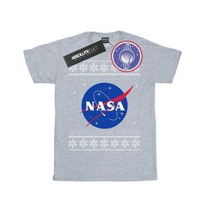NASA Womens/Ladies Classic Fair Isle Cotton Boyfriend T-Shirt / Sports Grey